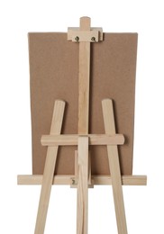 Empty wooden easel for painting isolated on white