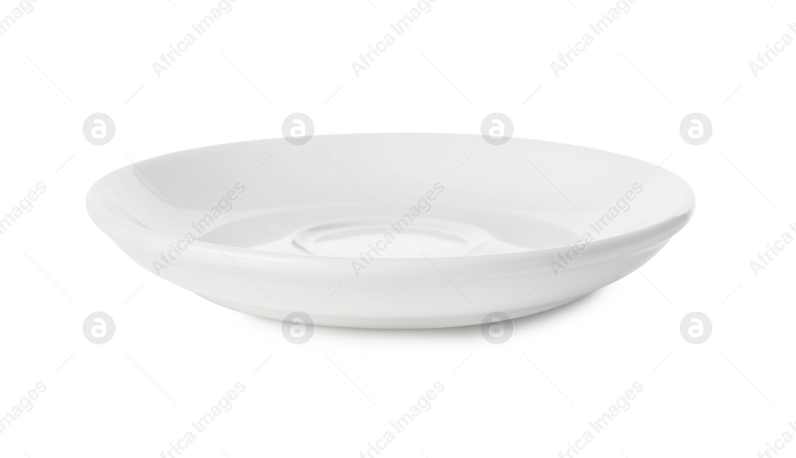 Photo of One clean ceramic saucer isolated on white