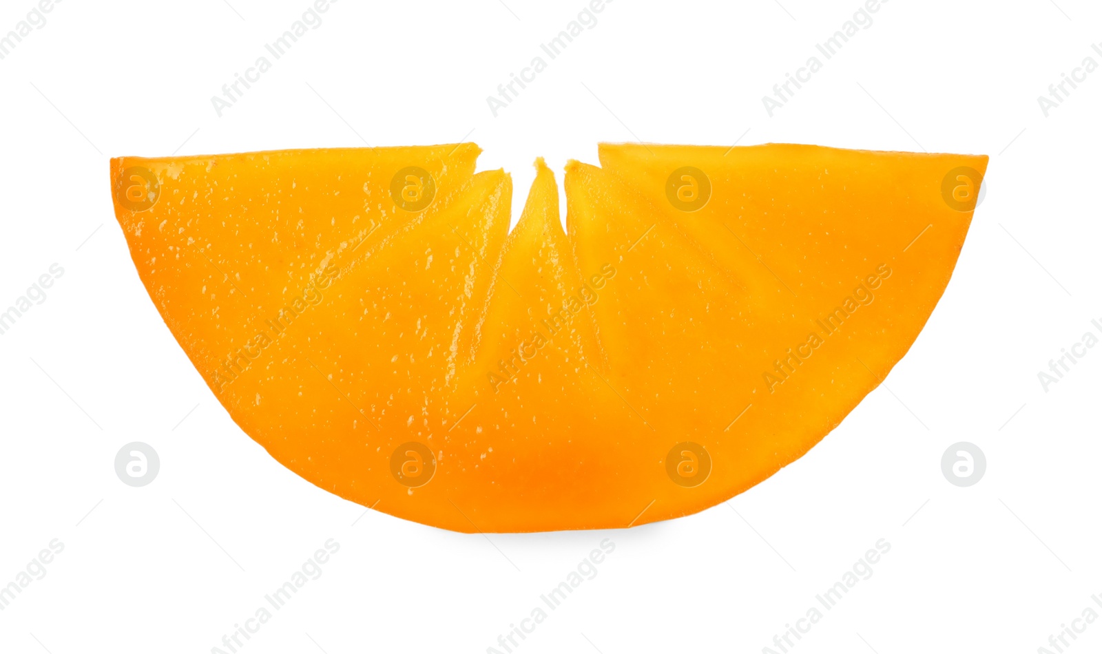 Photo of Slice of delicious ripe juicy persimmon isolated on white