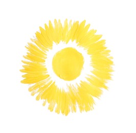 Child's painting of sun on white background