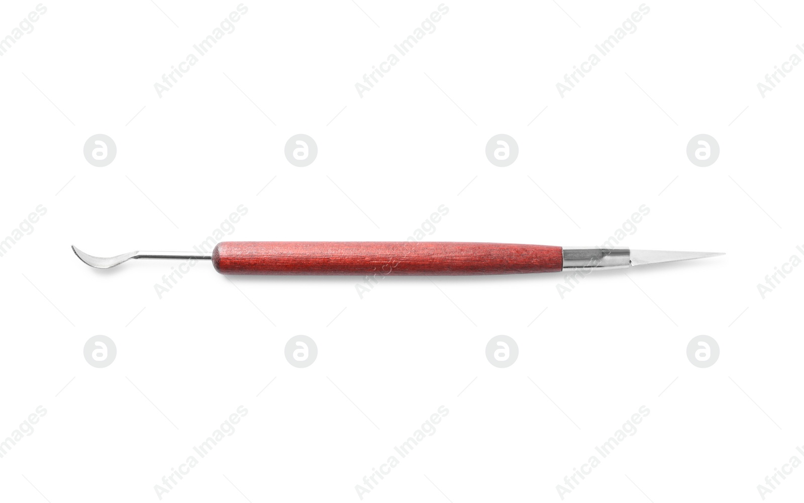 Photo of Tool for leather working isolated on white, top view