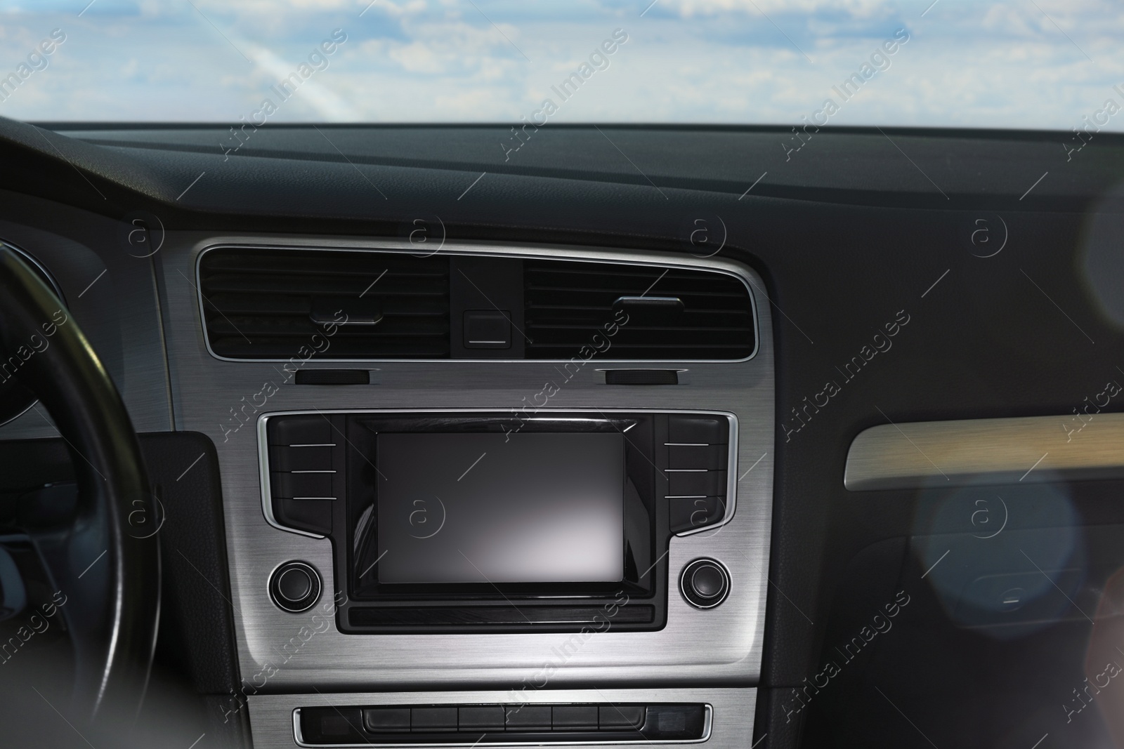 Photo of View of dashboard with navigation system in modern car