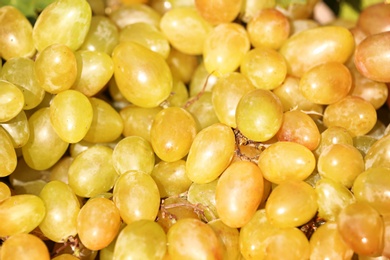 Photo of Fresh ripe juicy grapes as background, closeup