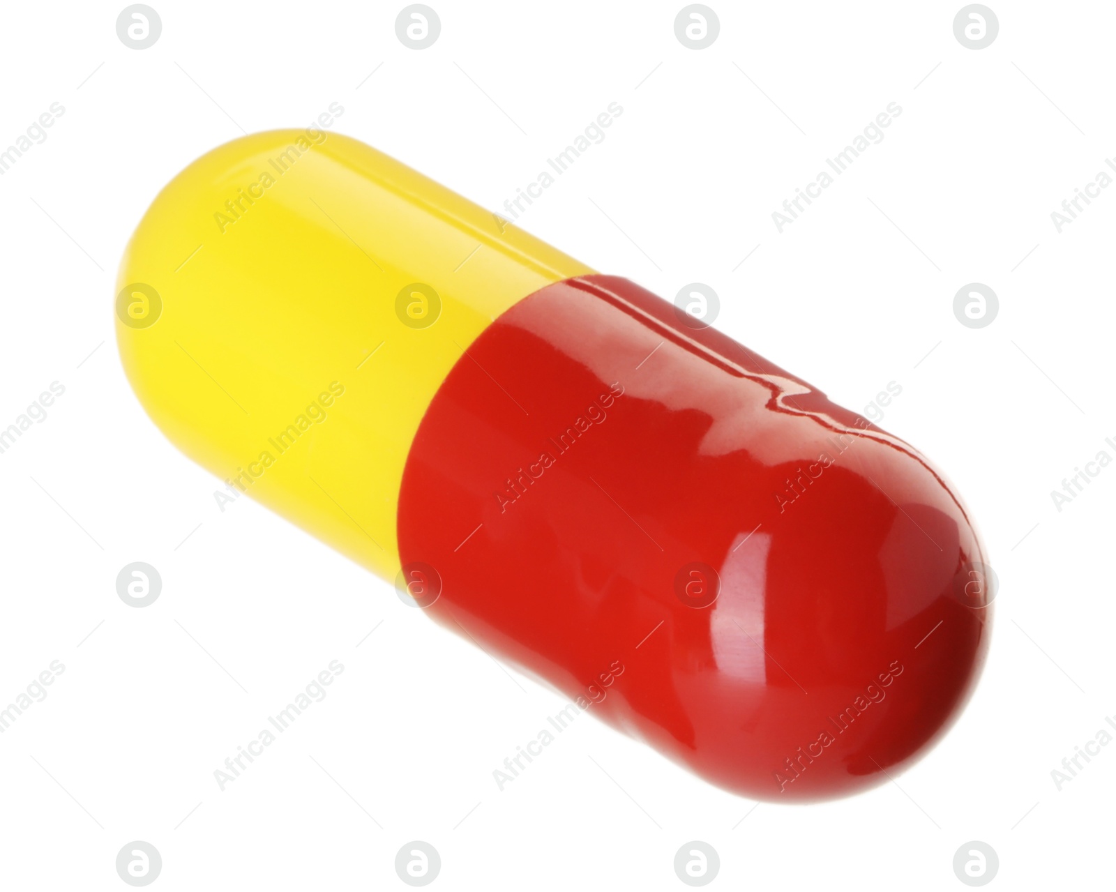 Photo of One antibiotic pill isolated on white. Medicinal treatment