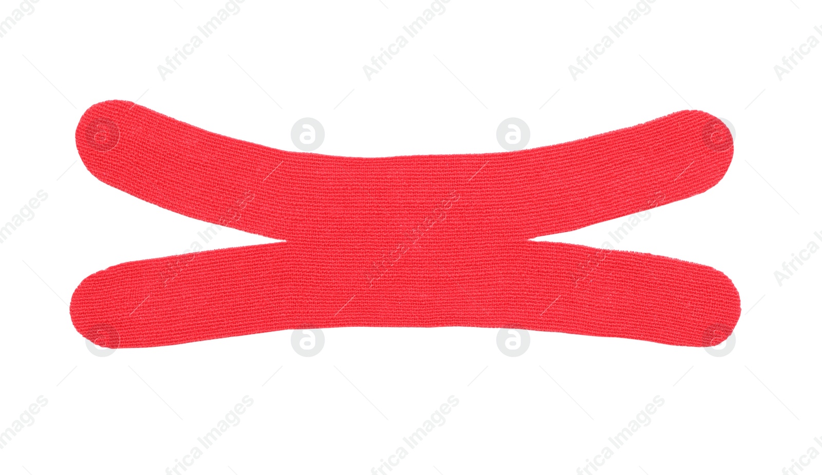 Photo of Red kinesio tape piece on white background, top view