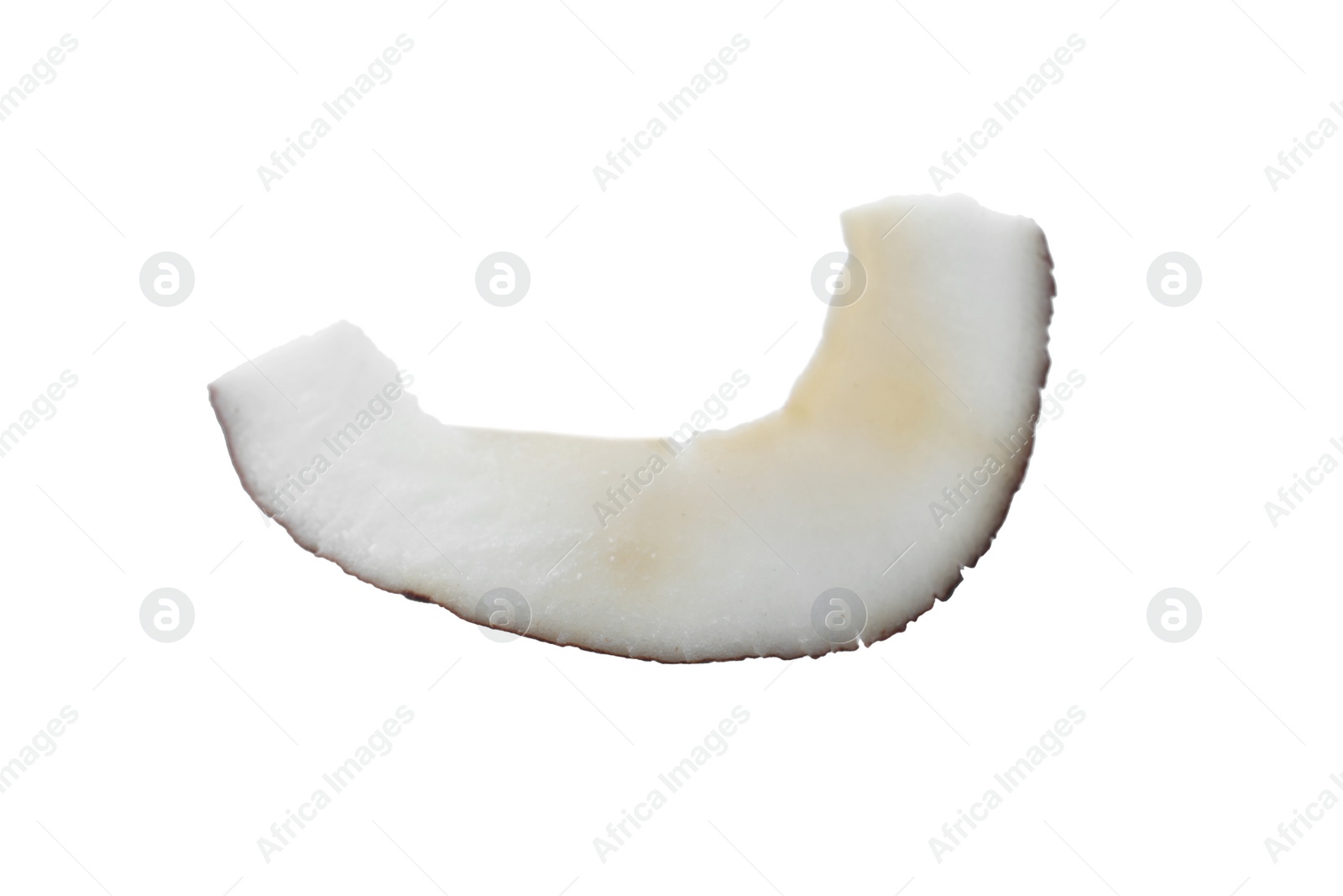 Photo of Tasty fresh coconut flake isolated on white, top view