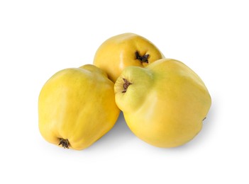 Photo of Delicious fresh ripe quinces isolated on white