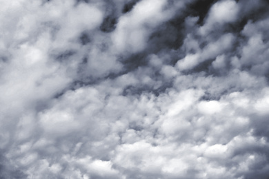 Image of Sky covered with rainy clouds. Stormy weather