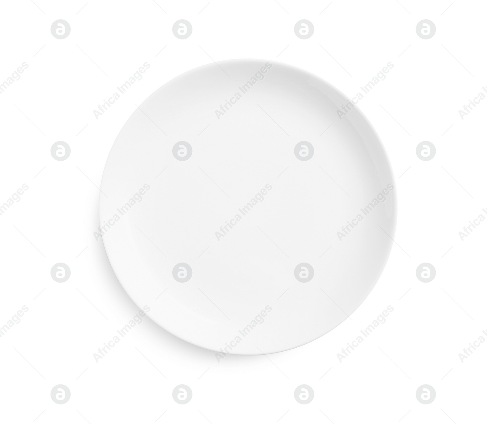 Photo of One ceramic plate isolated on white, top view