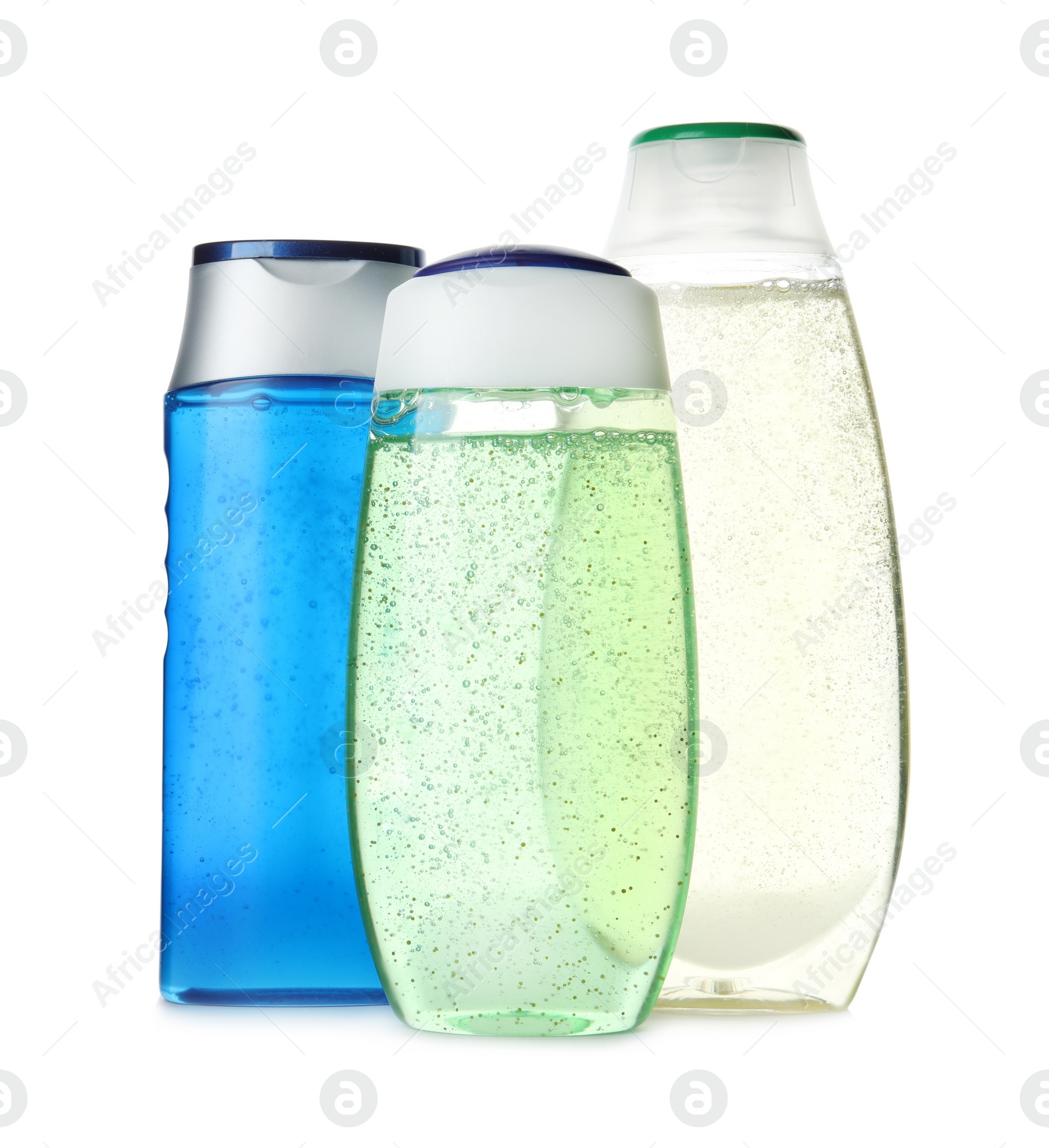 Photo of Bottles with shower gel isolated on white