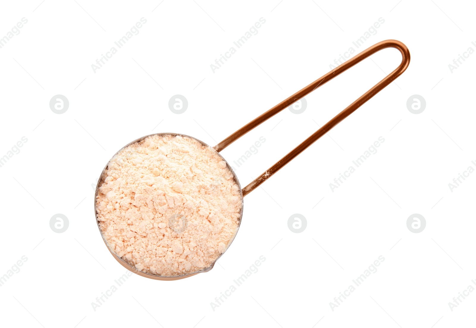 Photo of Lentil flour in dish isolated on white, top view