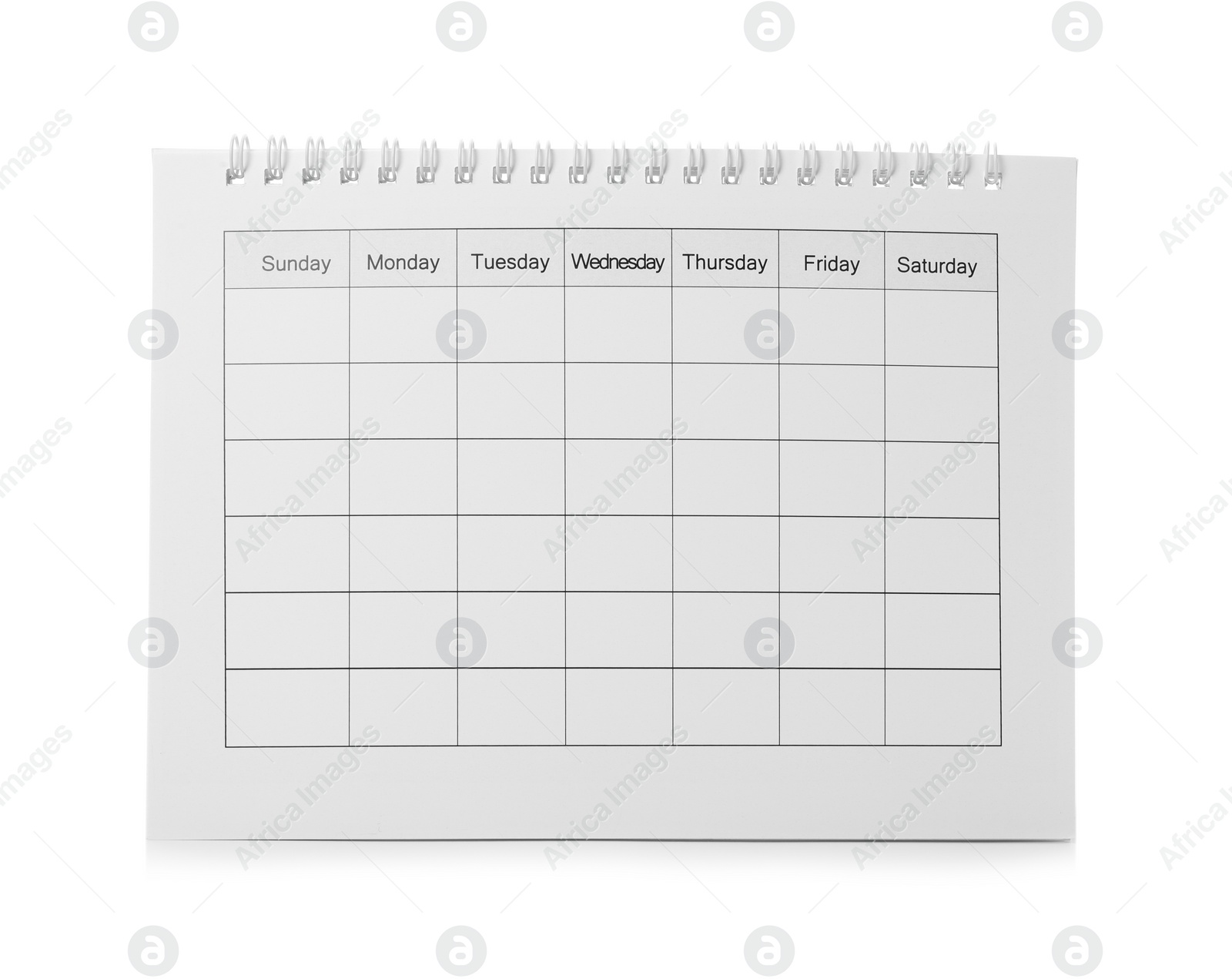 Photo of Blank paper calendar isolated on white. Planning concept