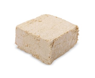 Photo of One piece of tasty halva isolated on white