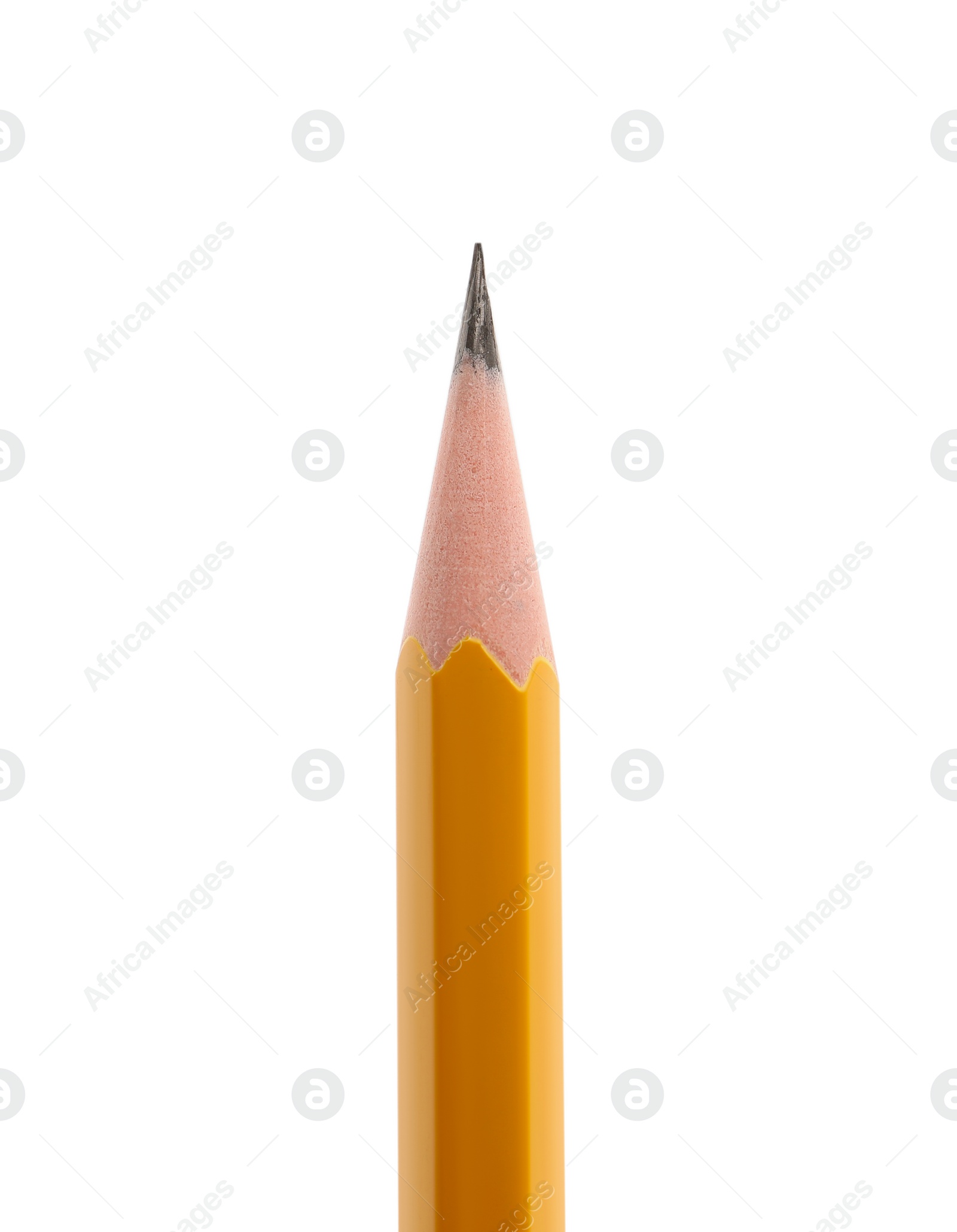 Photo of Graphite pencil isolated on white, closeup. School stationery