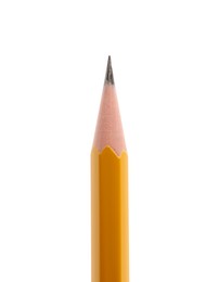 Photo of Graphite pencil isolated on white, closeup. School stationery