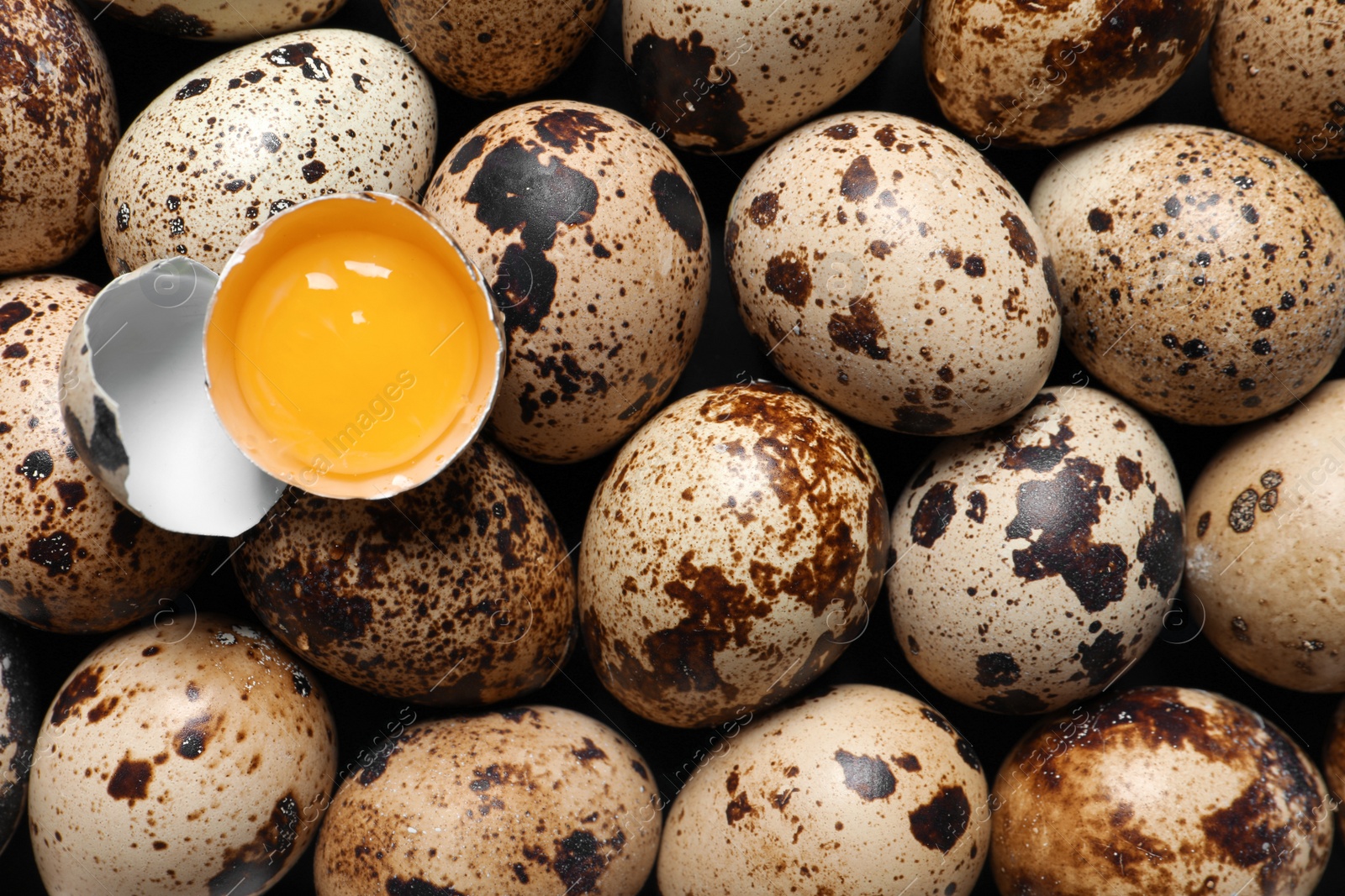 Photo of Fresh raw quail eggs as background, closeup