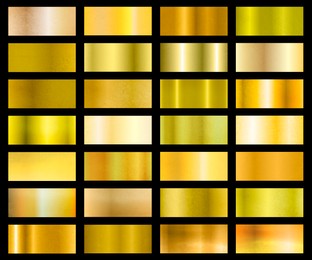 Set of gold textures on black background