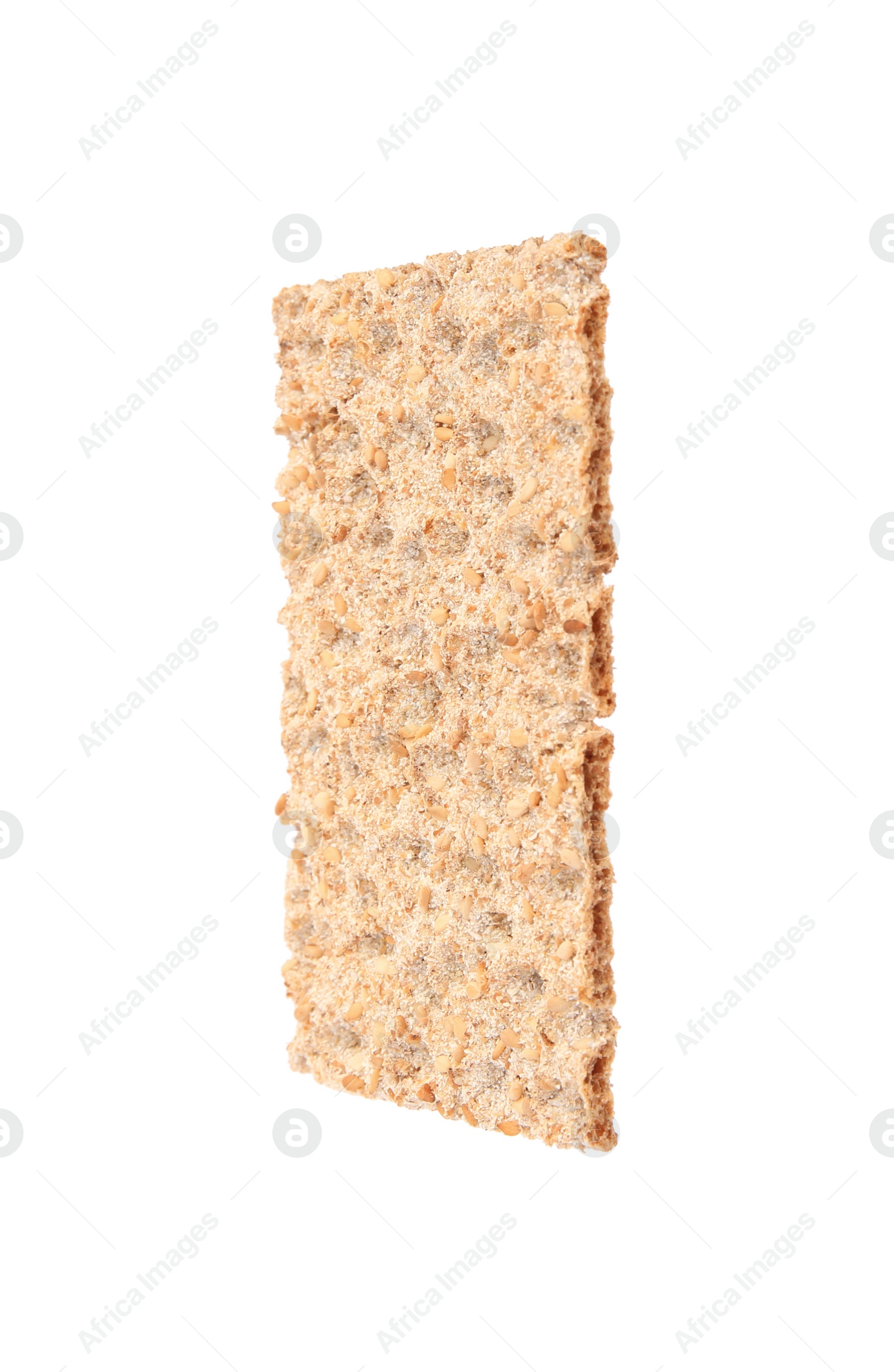 Photo of Fresh crunchy crispbread isolated on white. Healthy snack