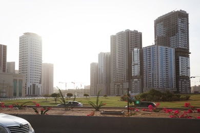 Photo of DUBAI, UNITED ARAB EMIRATES - NOVEMBER 06, 2018: Cityscape with modern buildings