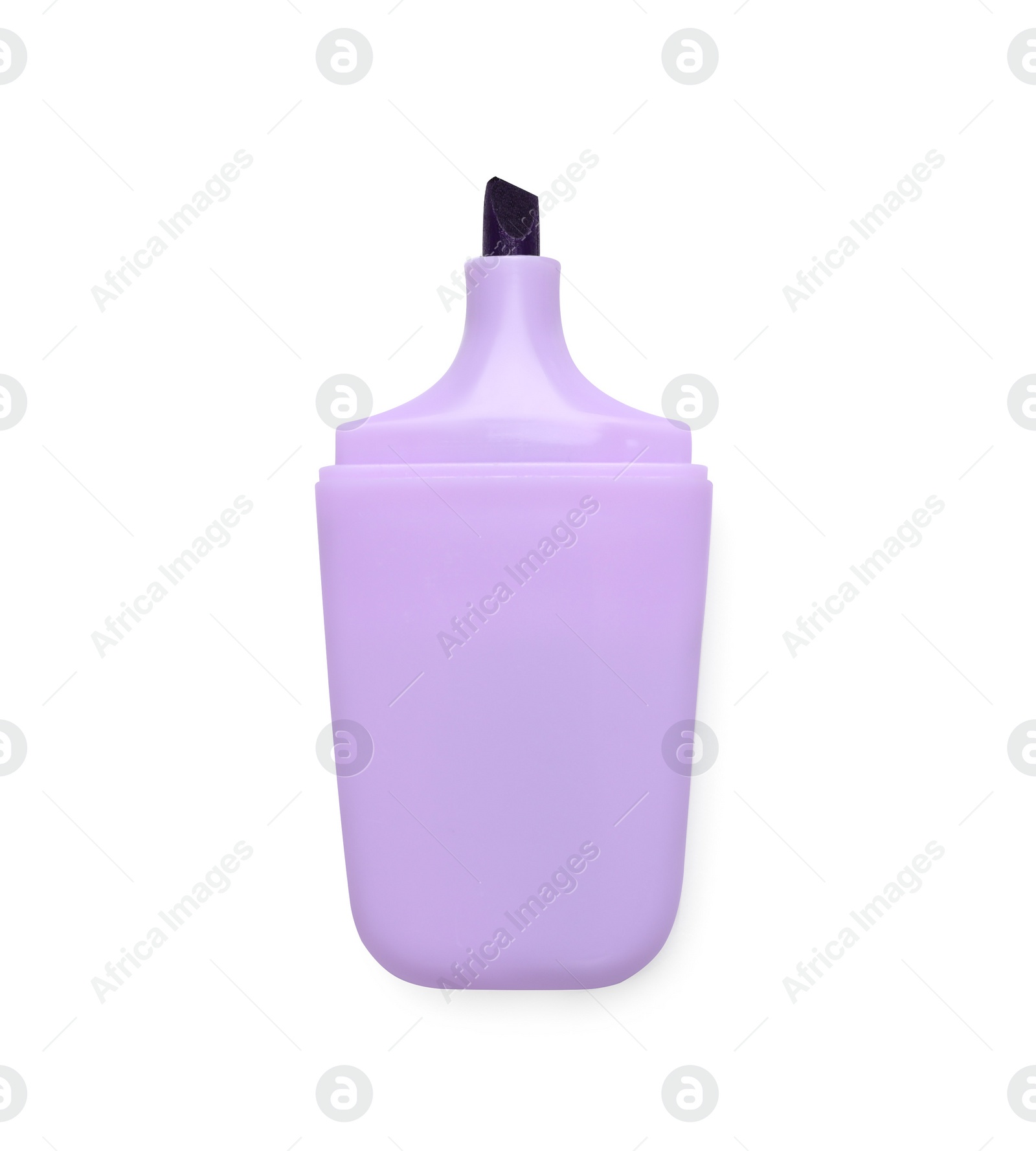 Photo of One purple marker on white background, top view