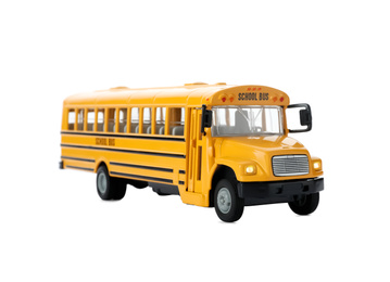 Photo of Yellow school bus isolated on white. Transport for students