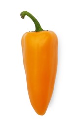 Fresh raw orange hot chili pepper isolated on white, top view