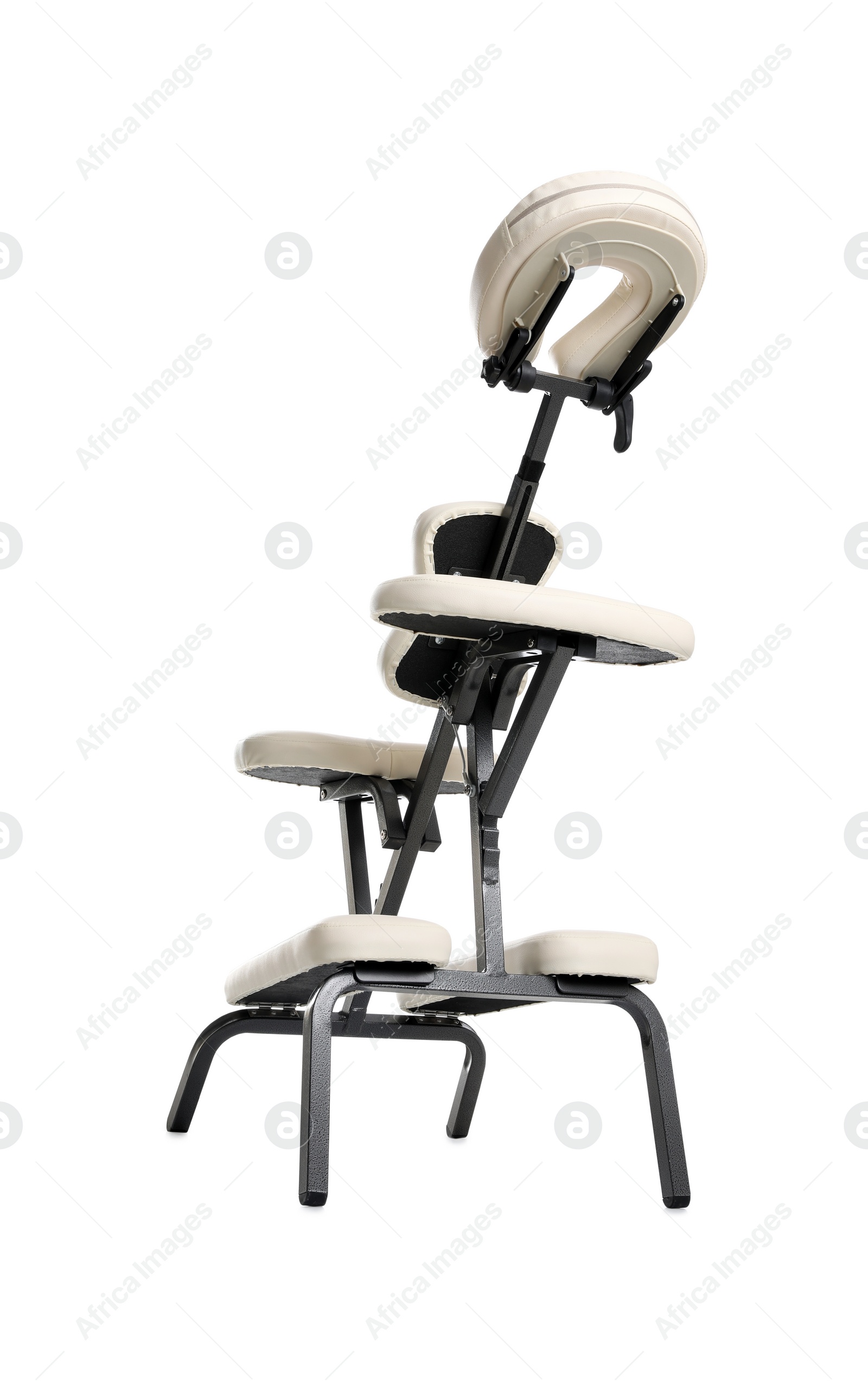 Photo of Modern massage chair isolated on white. Medical equipment