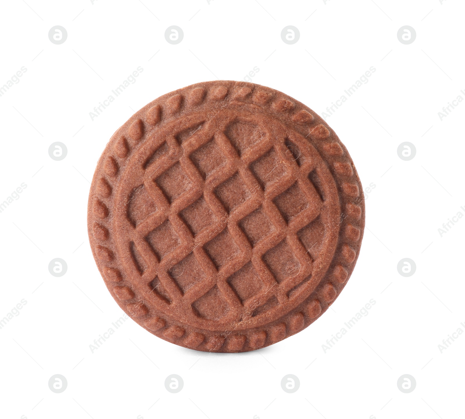 Photo of Tasty chocolate sandwich cookie with cream isolated on white