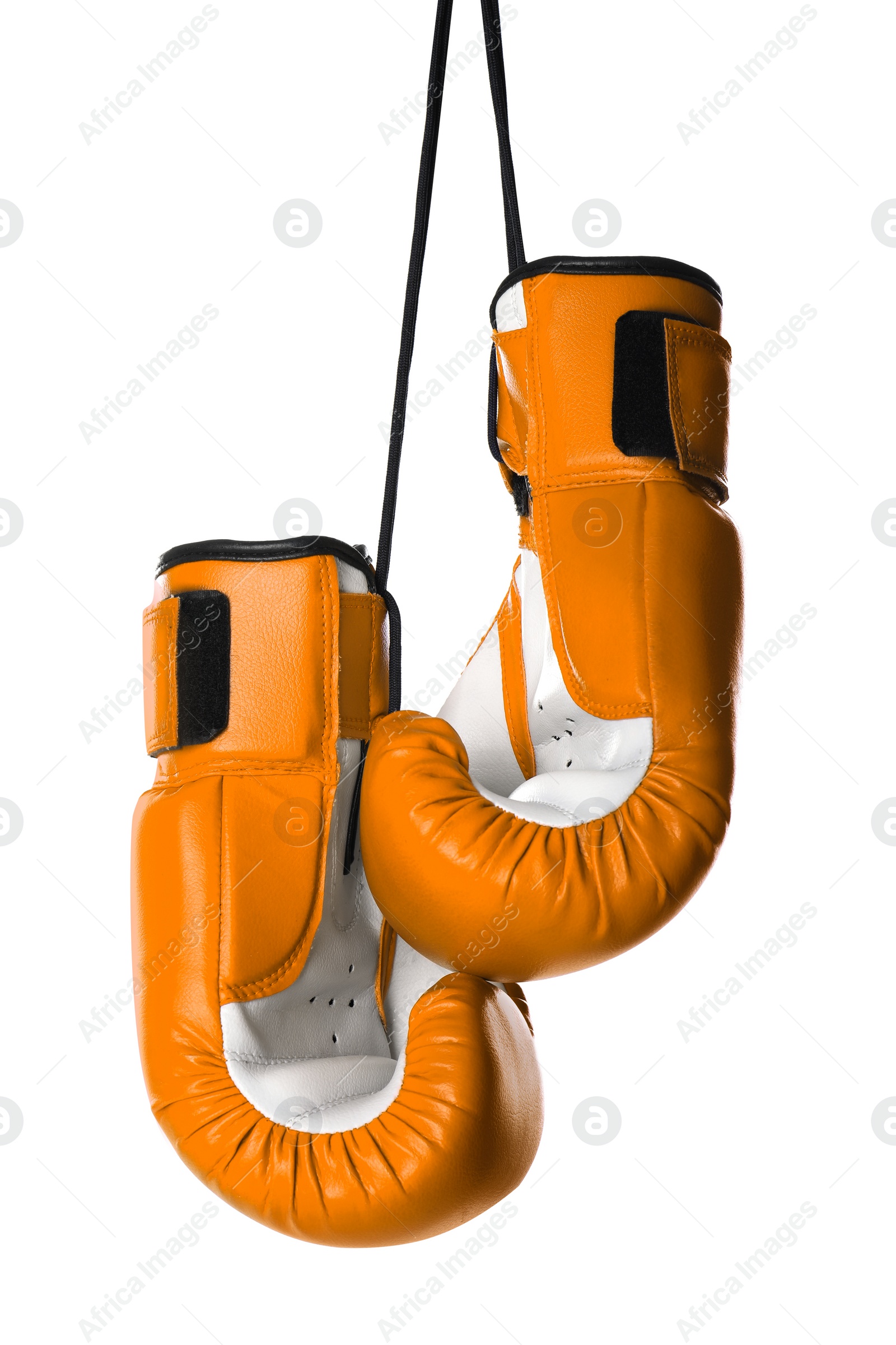 Image of Pair of orange boxing gloves isolated on white