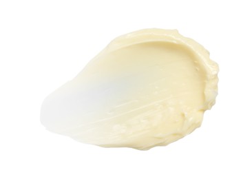 Photo of Tasty butter on white background, top view