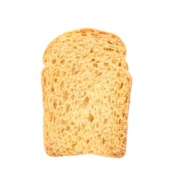 Slice of wheat bread isolated on white, top view