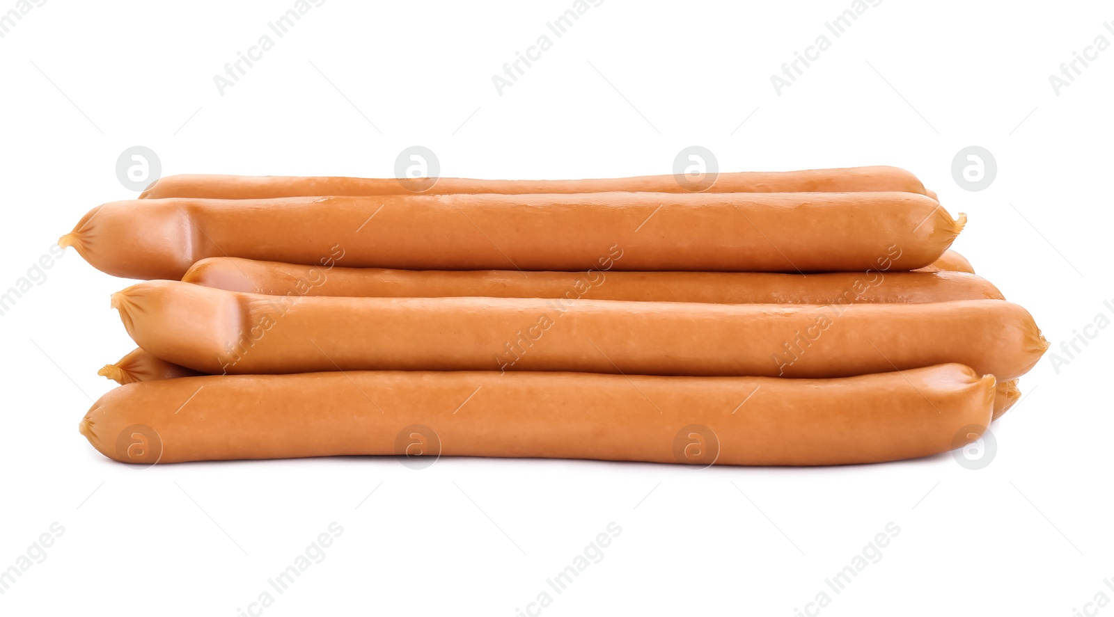 Photo of Fresh raw sausages isolated on white. Meat product