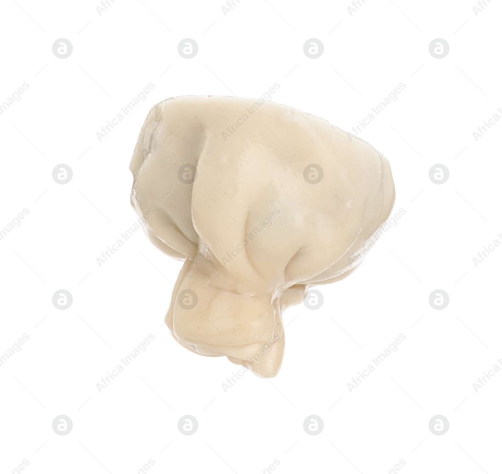 Photo of One tasty khinkali (dumpling) isolated on white. Georgian cuisine