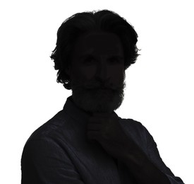 Image of Silhouette of bearded man isolated on white