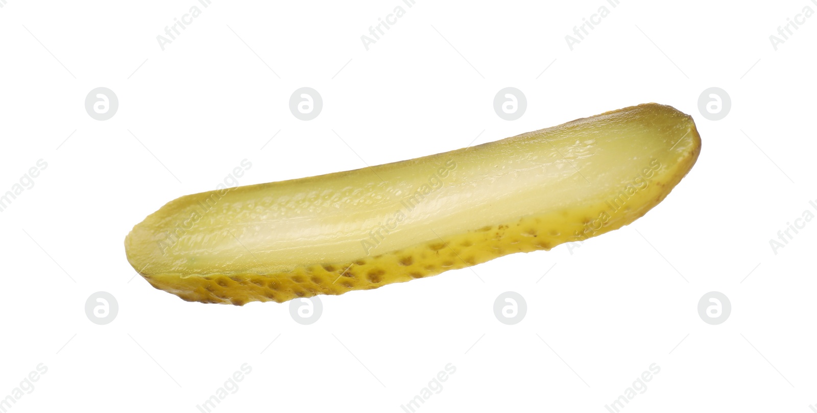 Photo of Slice of pickled cucumber isolated on white