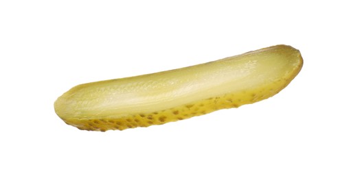 Photo of Slice of pickled cucumber isolated on white