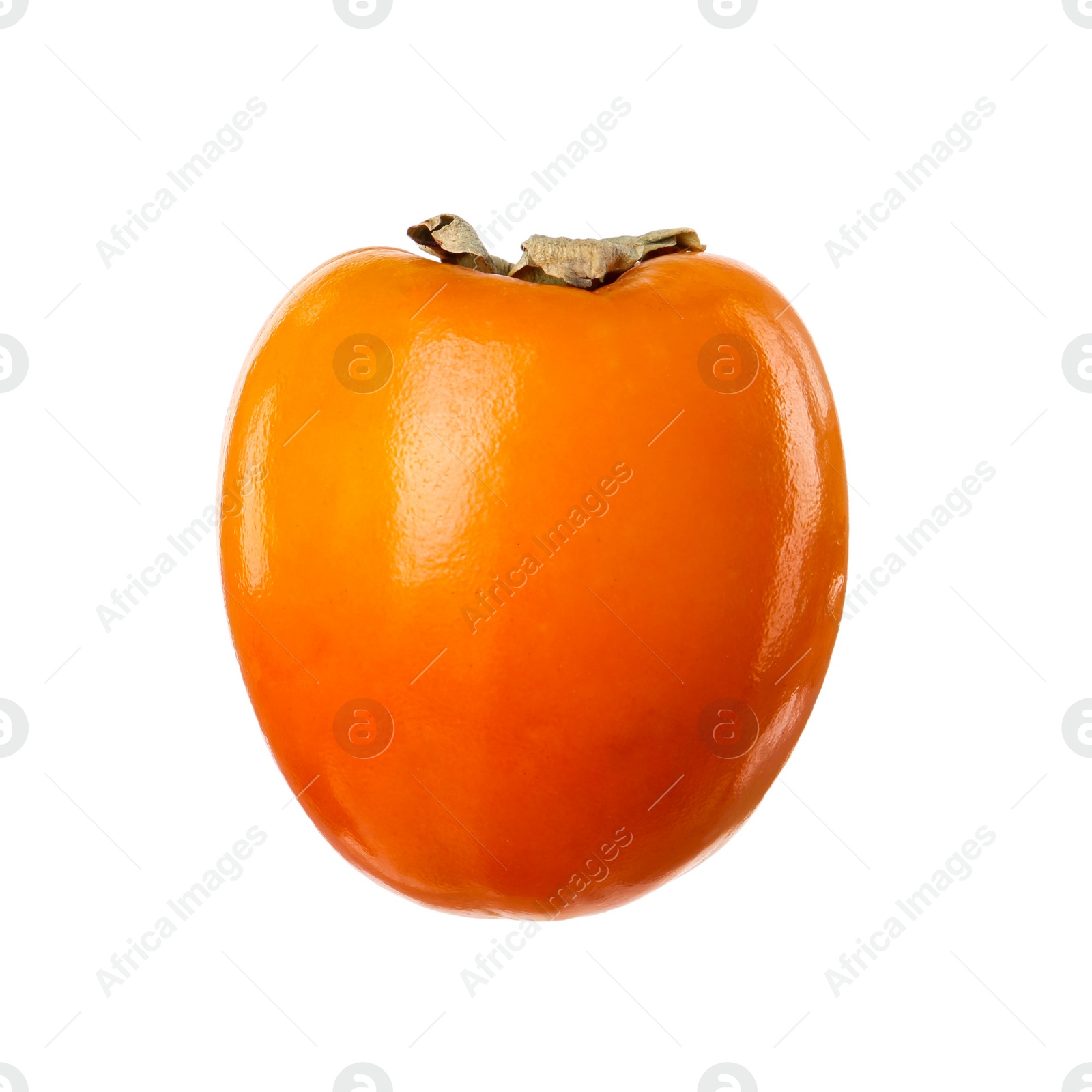 Photo of One fresh persimmon fruit isolated on white