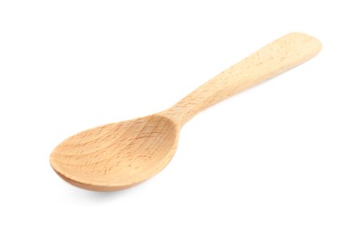 Photo of New handmade wooden spoon isolated on white