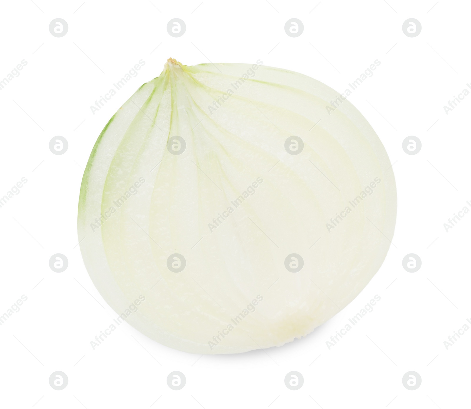 Half of fresh ripe onion isolated on white, top view Photo of Half of fresh ripe onion isolated on white, top view