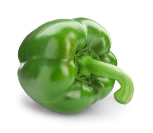 Photo of Ripe green bell pepper on white background