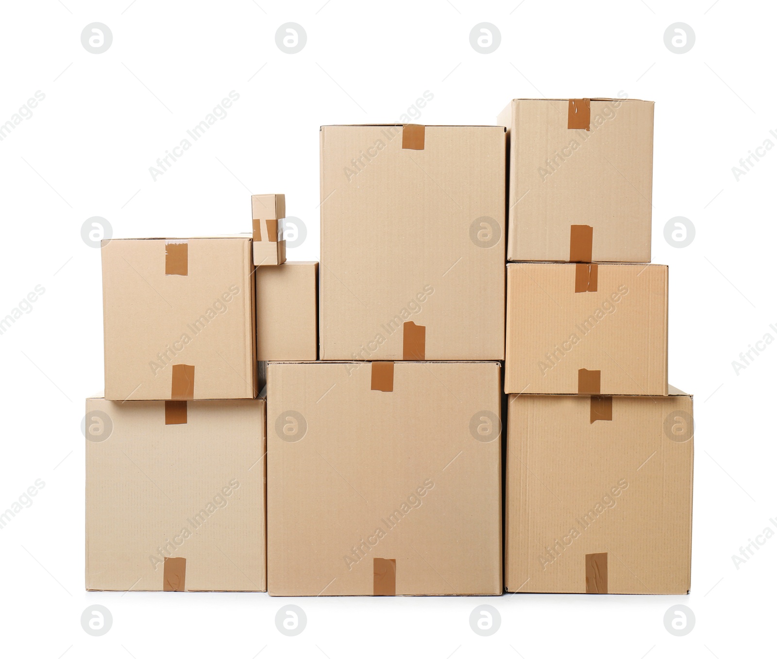 Photo of Cardboard boxes on white background