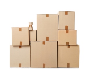 Cardboard boxes on white background