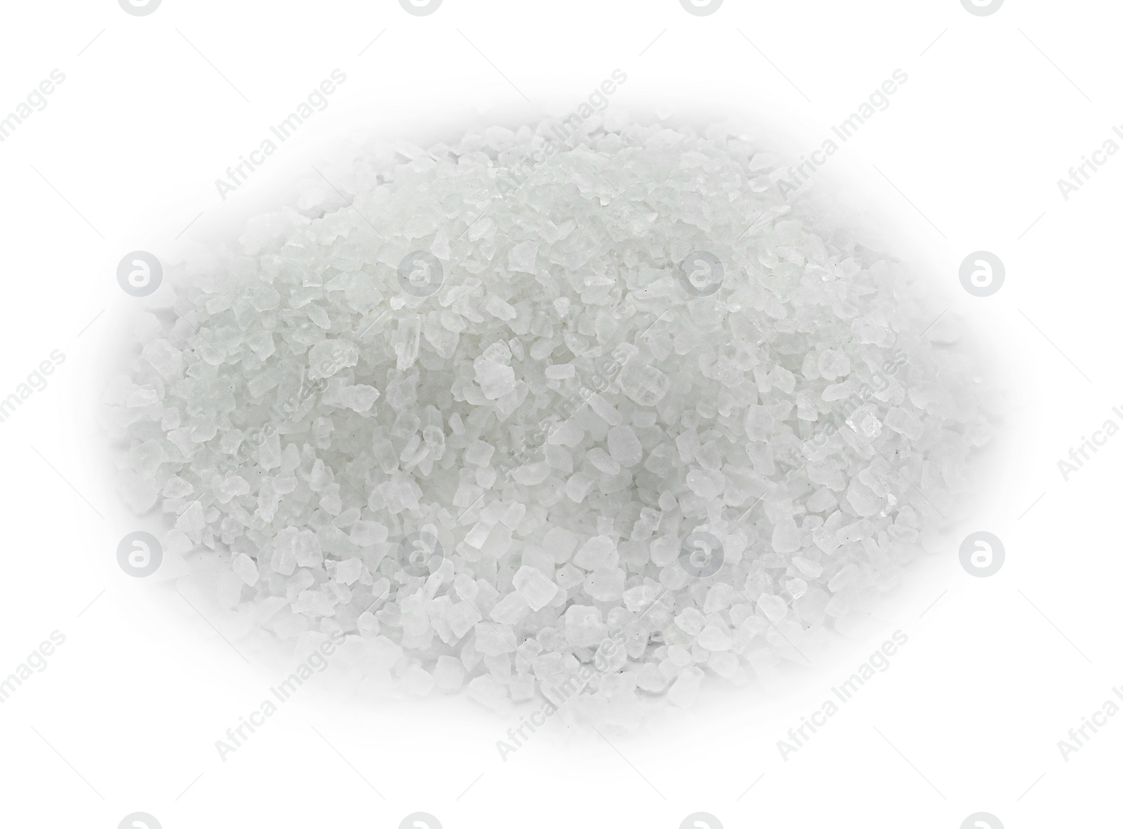 Photo of Heap of natural salt isolated on white