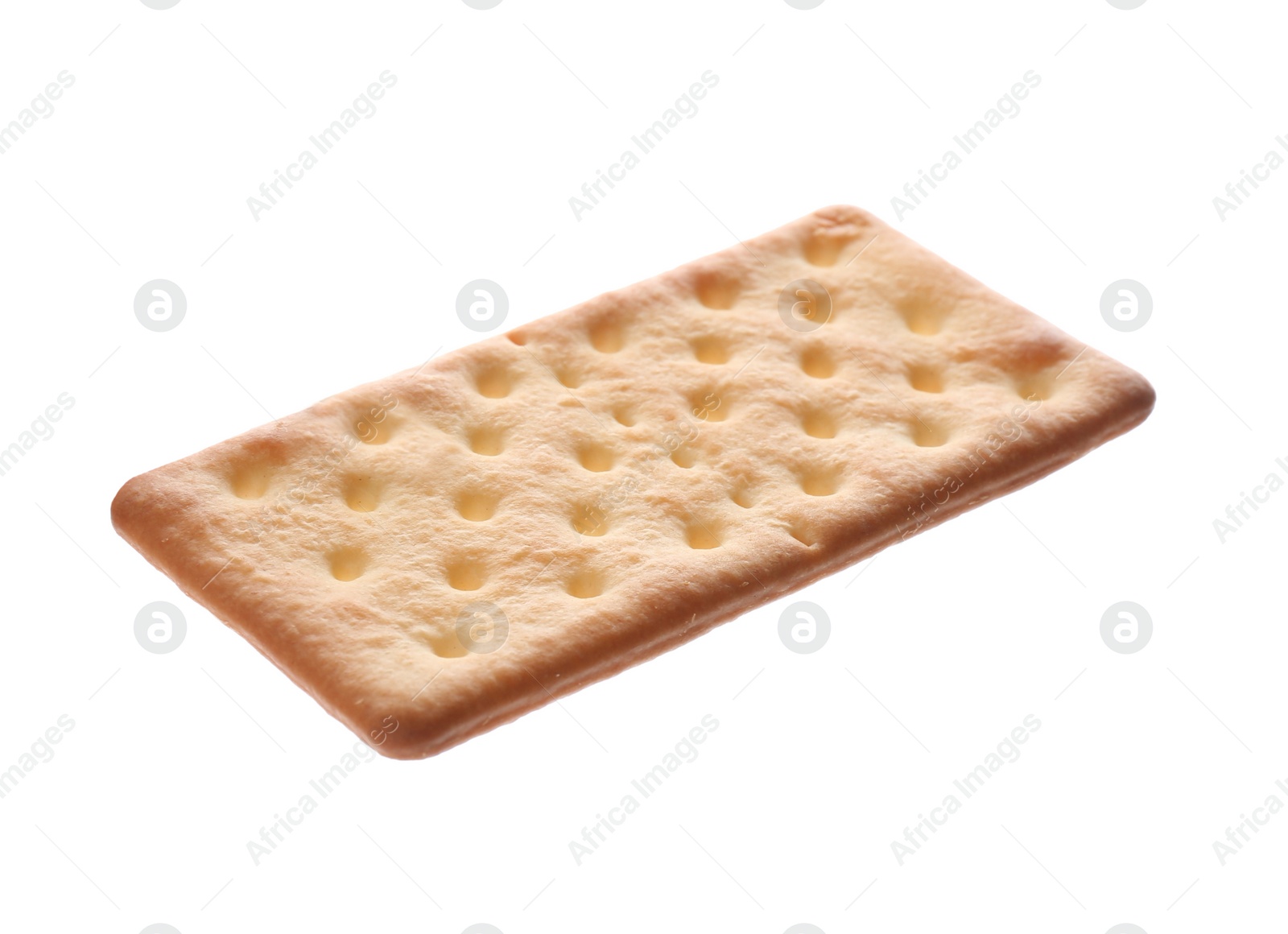 Photo of Crispy cracker isolated on white. Delicious snack