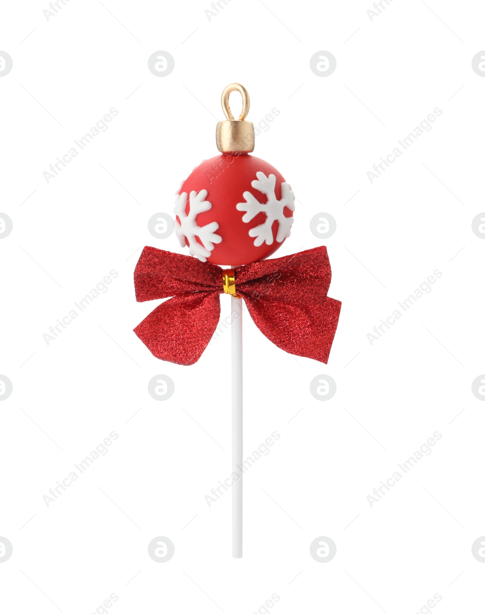 Photo of Delicious Christmas ball cake pop isolated on white