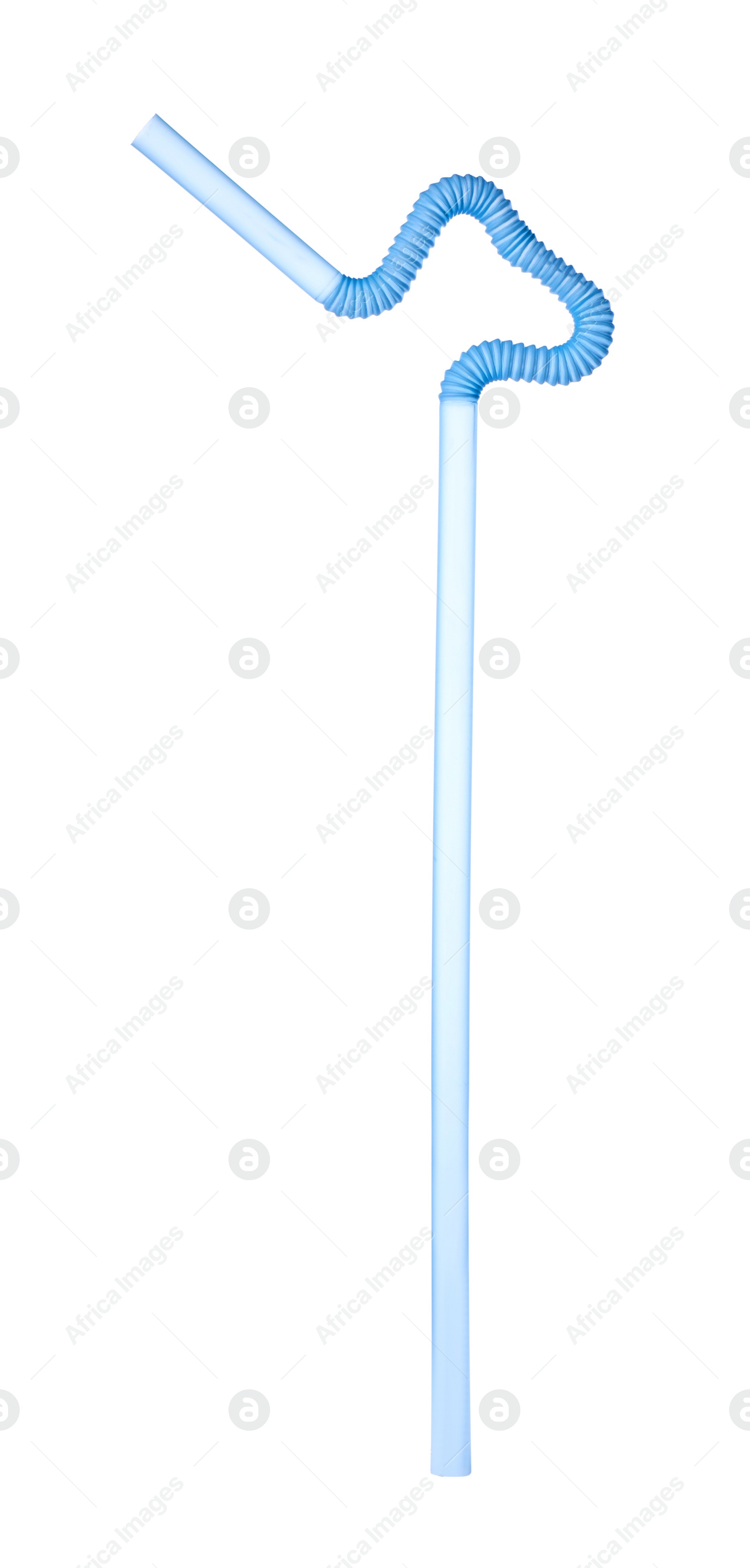 Photo of Light blue plastic cocktail straw isolated on white