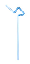 Photo of Light blue plastic cocktail straw isolated on white