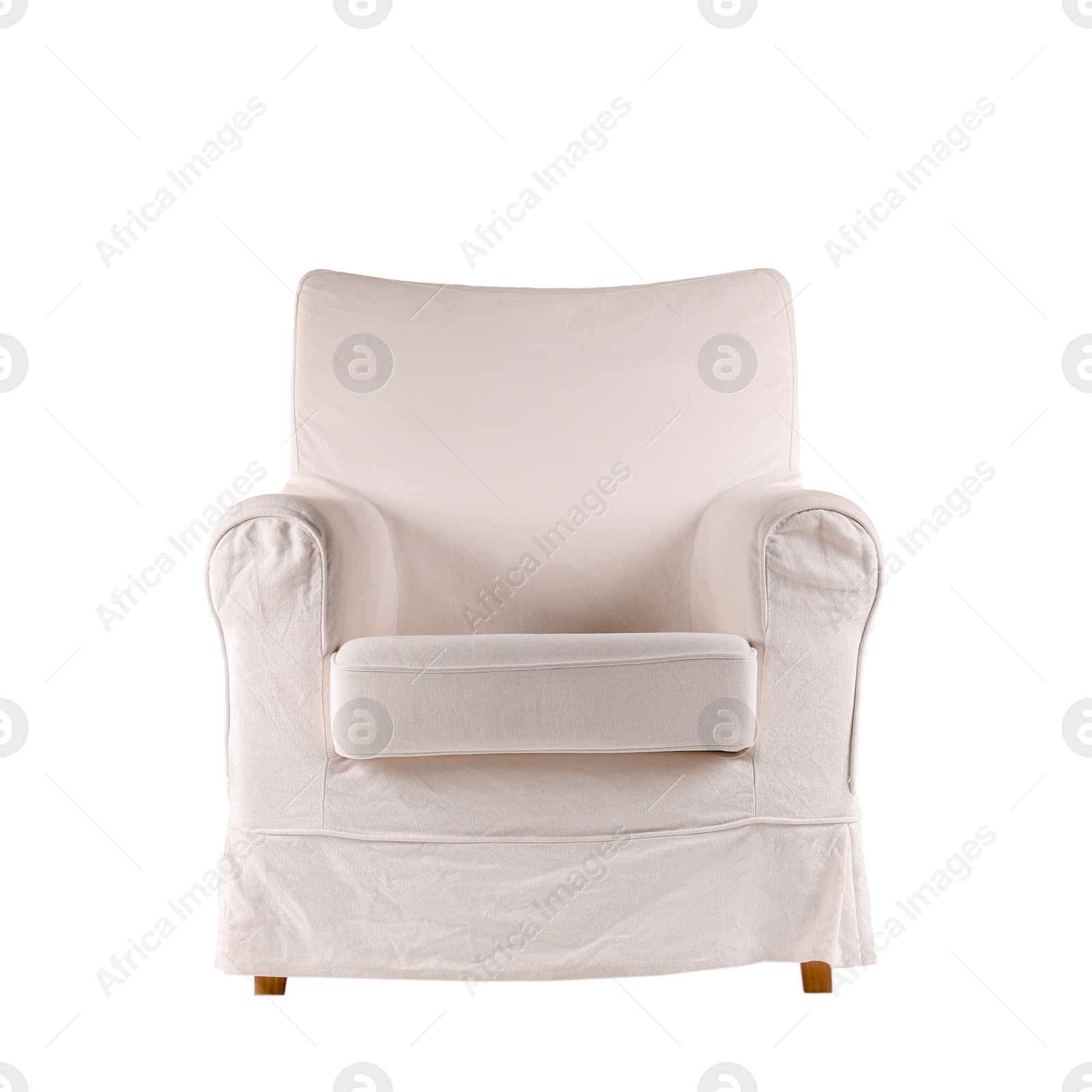 Photo of Comfortable armchair on white background. Interior element