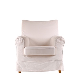 Photo of Comfortable armchair on white background. Interior element