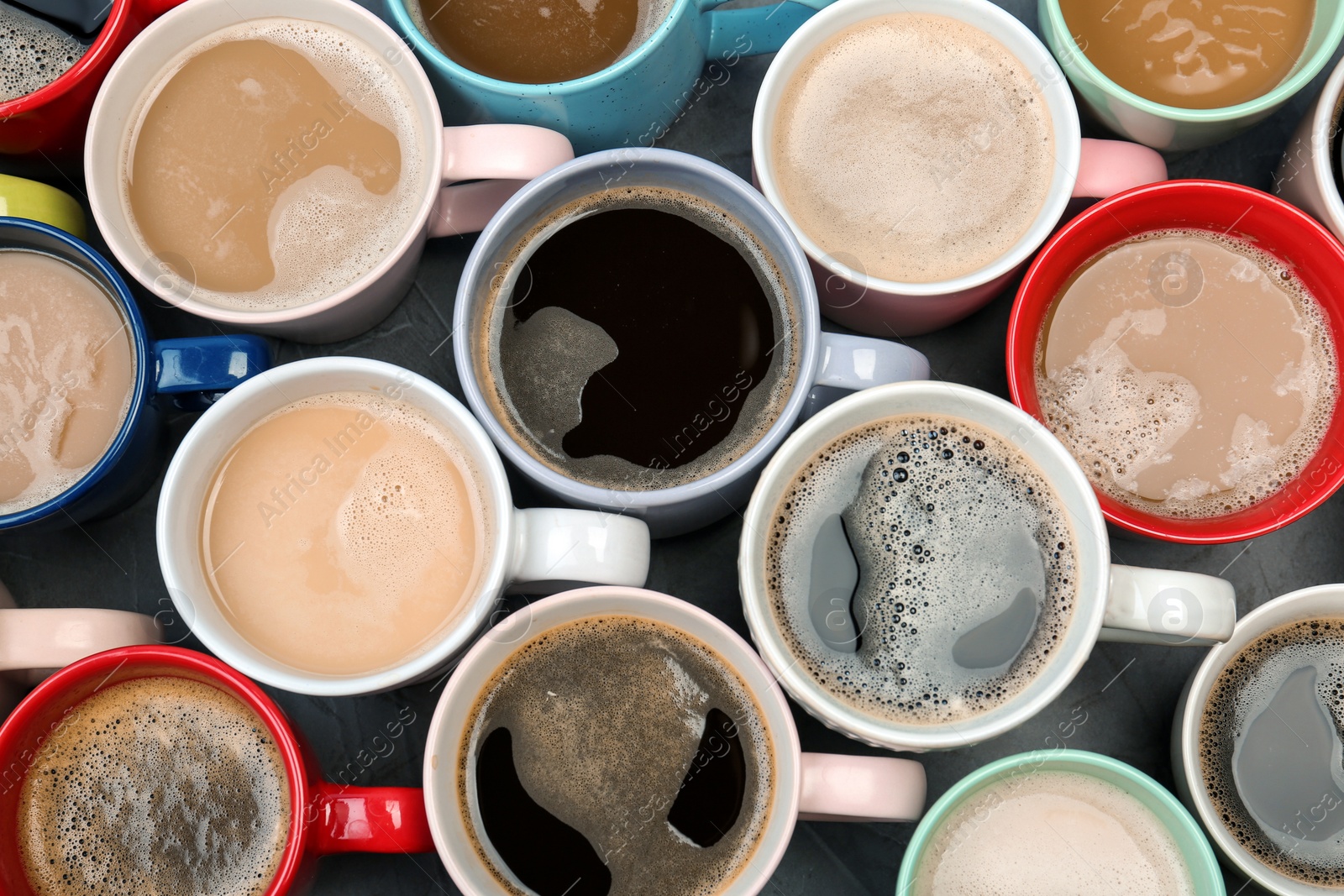 Photo of Flat lay composition with cups of coffee. Food photography